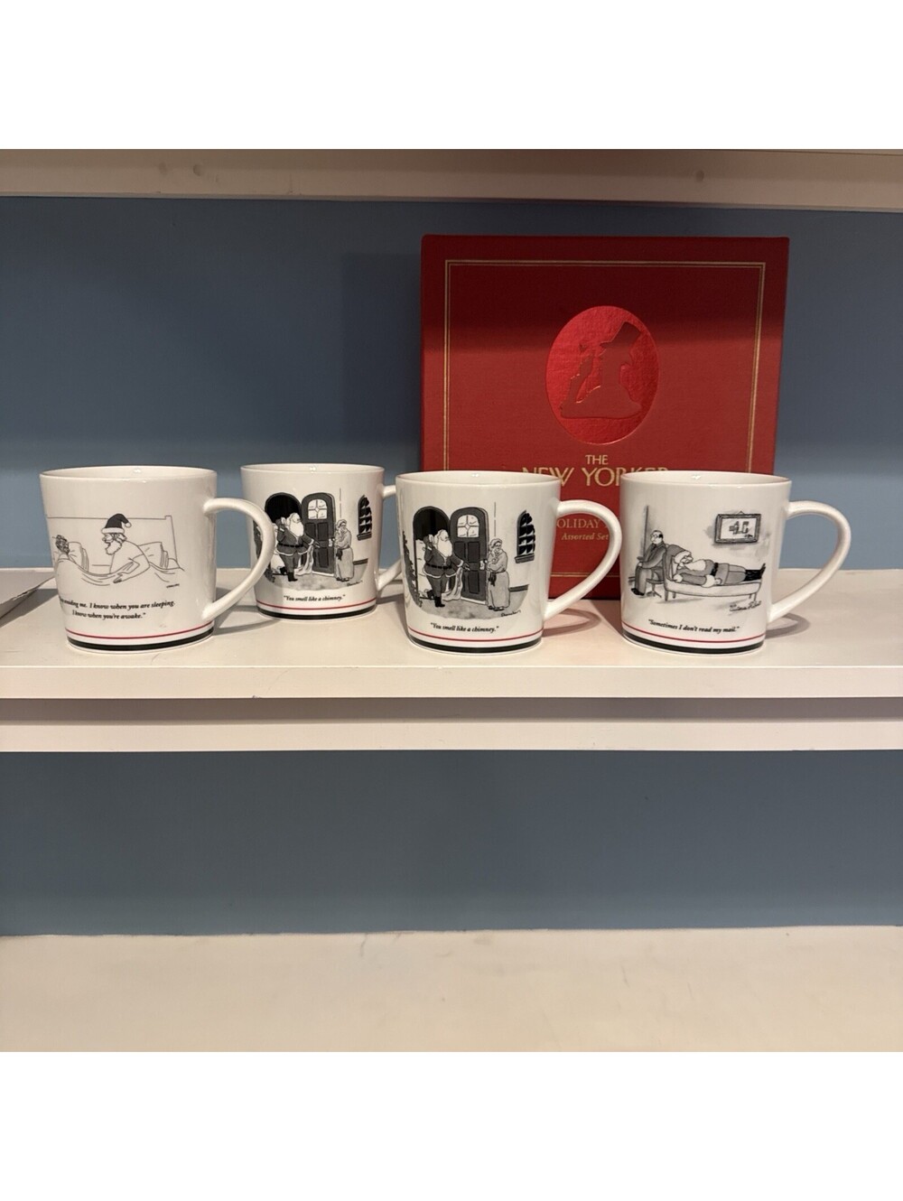 Vintage New Yorker Holiday Mugs Set Of Four New In Box